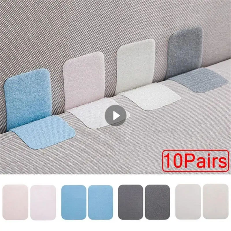 

10pairs Sofa Cushion Sheet Sticker Pads 60mm Round Black Sofa Cushion With Adhesive Hook Loop Strips For Couch Cushion Rug