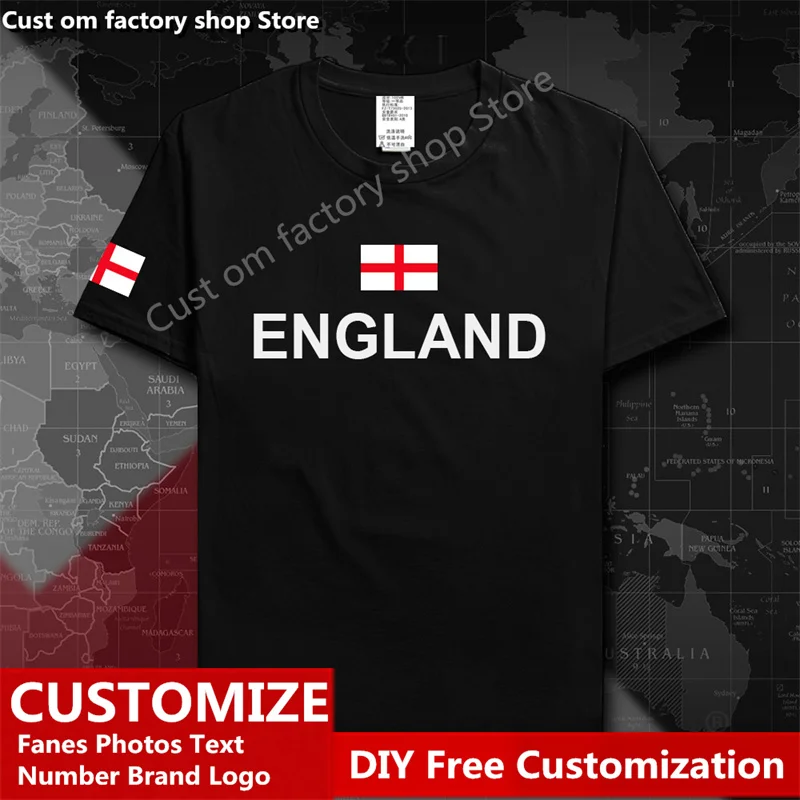 

England Country Flag ​T shirt Custom Jersey Fans Name Number Brand LOGO Cotton T-shirts Men Women Loose Casual Sports T-shirt