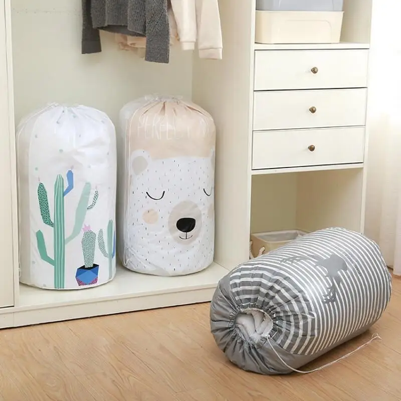 

Home textile round drawstring cotton quilt storage bag for clothing and bedding, dustproof and moisture-proof packaging bag