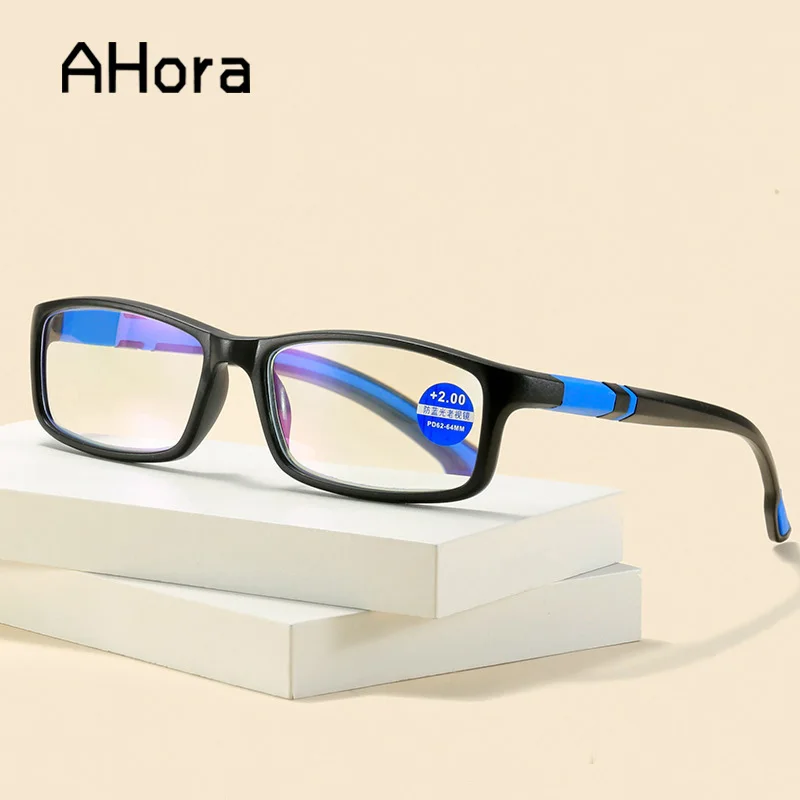

Очки для чтения Ahora TR90 для мужчин и женщин, ульсветильник пресбиопические квадратные с защитой от сисветильник, компьютерные очки для мужчи...