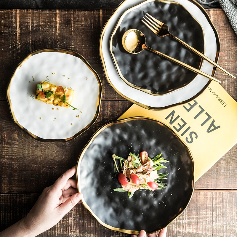 

Керамическая тарелка в скандинавском стиле из Пномпеня, креативная обеденная тарелка для стейка, домашняя Западная обеденная тарелка, перс...