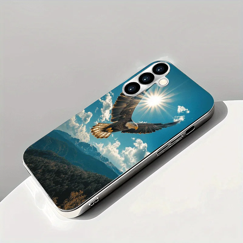 Фото Противоударный стеклянный чехол Sunshine Soaring Eagle для Samsung Galaxy S26 S25 S24 S23 S22 S20 FE/Ultra/Plus №1