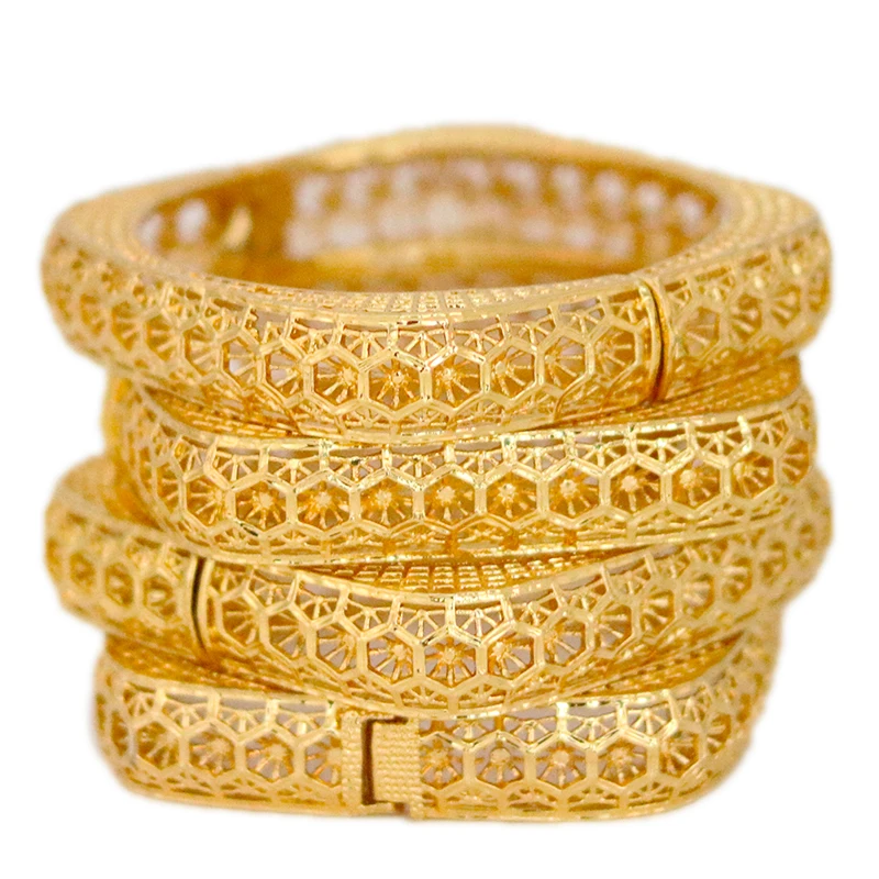 

24k Gold Ethiopian Bracelet Arab Middle East Dubai Flower Bracelet Women's Wedding Luxury Jewelry African Party Gift