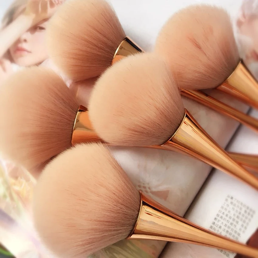 Rose Gold Powder Blush Brush Professional Make Up Large Cosmetic Face Cont brocha colorete Tool |