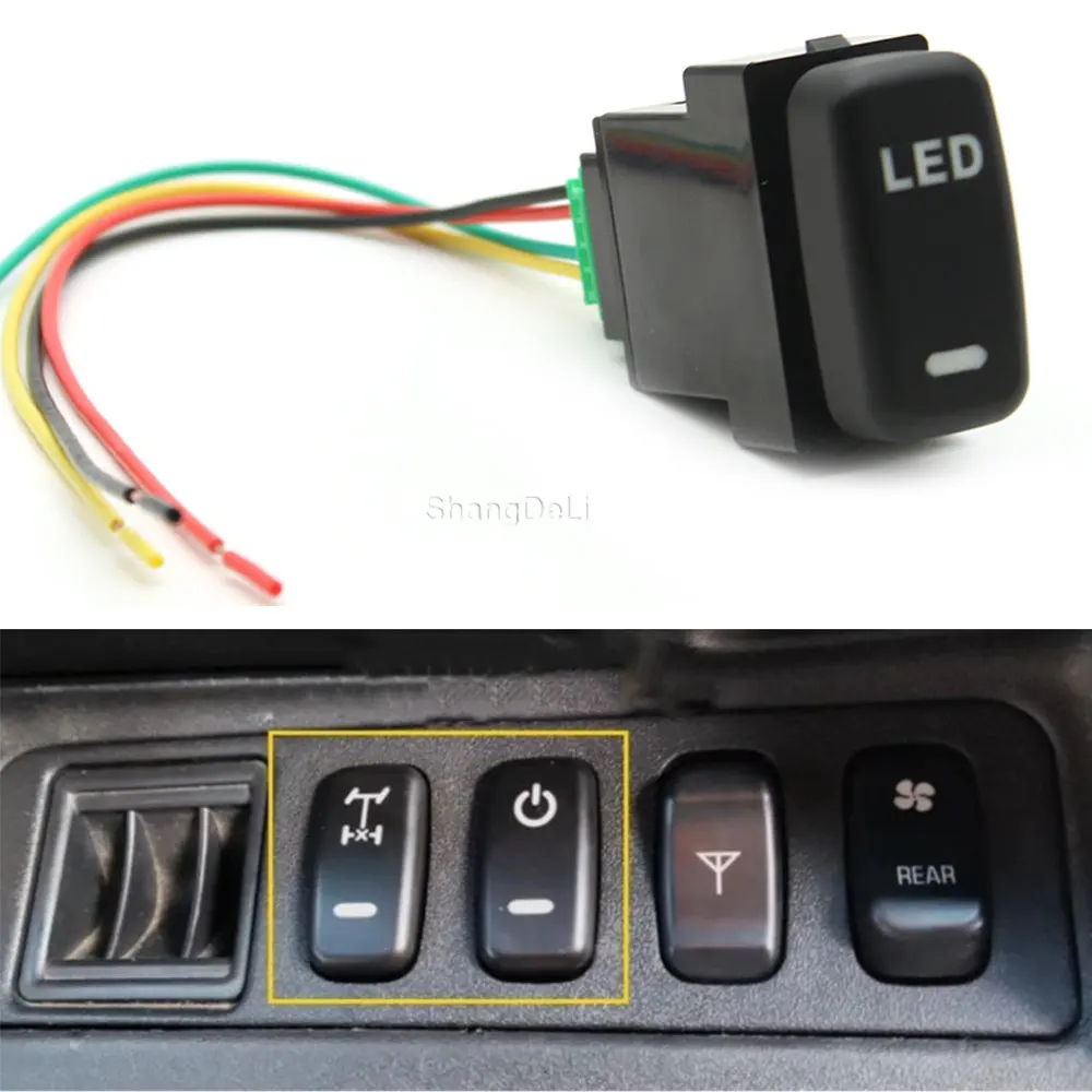 

Автоматический светодиодный переключатель, 1 шт., кнопочный переключатель питания, красный цвет, стандартный переключатель с проводом для Mitsubishi Outlander Pajero Wings 2006-2012