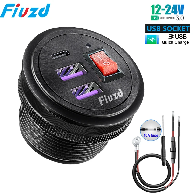 

Переключатель, адаптер для быстрой зарядки, 12/24 В, автомобильное зарядное устройство, розетка с вольтметром, прикуриватель, адаптер панели питания, набор «сделай сам»