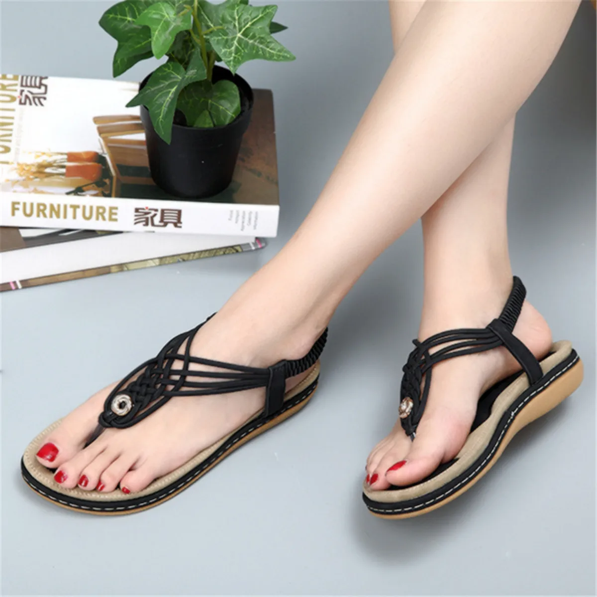 

Новинка 2022, женские летние сандалии Gracosy с оплеткой, удобные сандалии с металлическим декором, мягкие пляжные Нескользящие женские сандалии