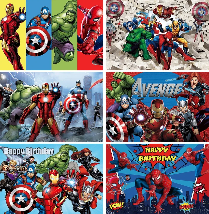 

MARVEL Backdrop Superhero Avengers Theme Party Supplies Baby Shower Children Birthday Party Background for Photo Studio