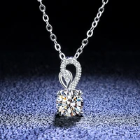real moissanite necklace 1ct sterling silver d color brilliant diamond heart prong necklace for women girls jewelry