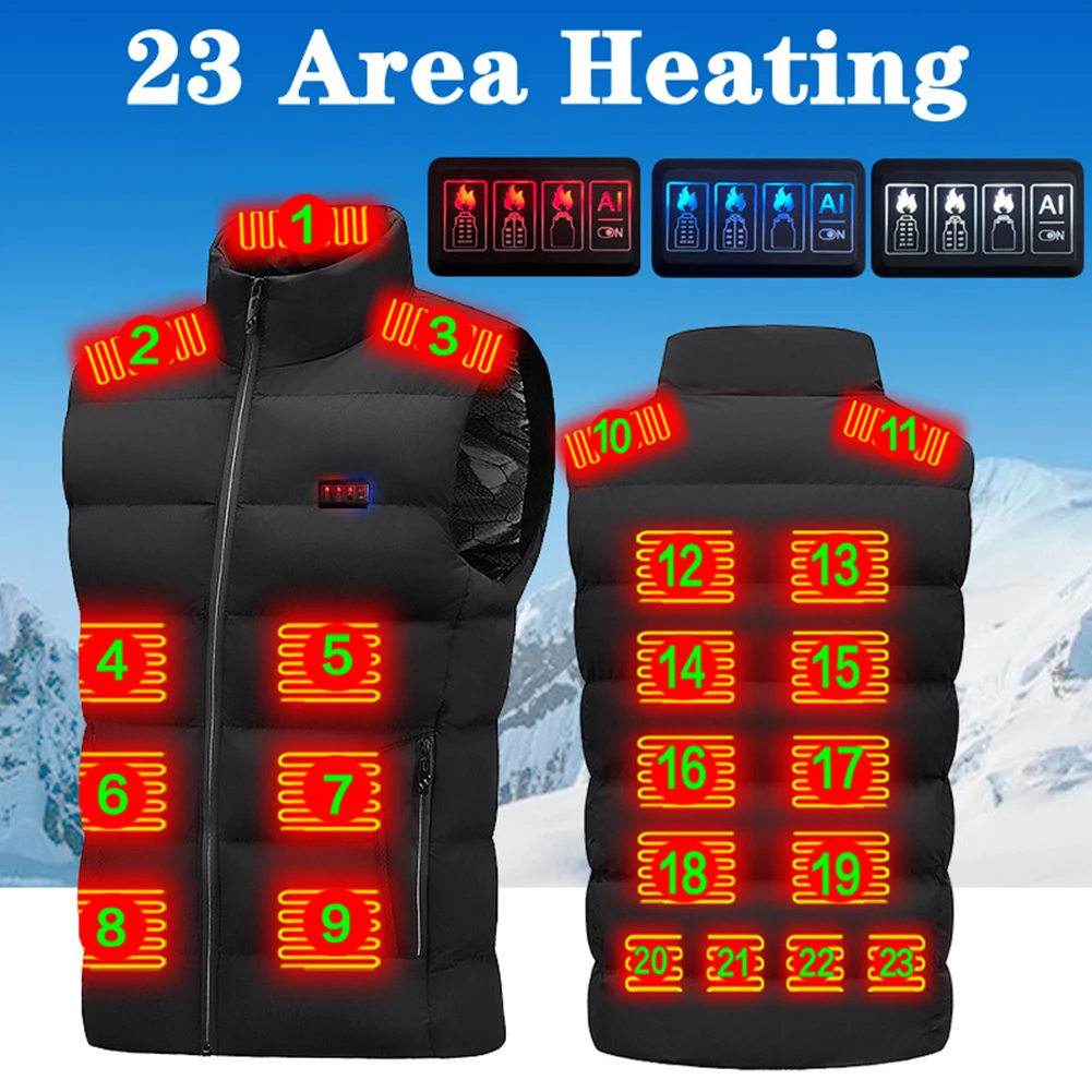 

23Areas Self Heating Vest Men's Heating jacket Thermal Women's USB Heated Vest Warm Clothing Fishing Camping Washable Winter 5V