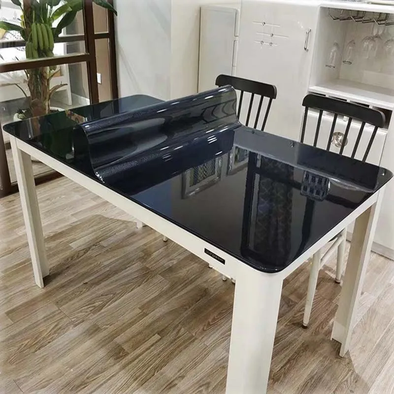 

Black Glass Soft Tablecloth Transparent Waterproof Kitchen Table Cover Oil proof PVC Table Cloth Coffee Table For Living Room
