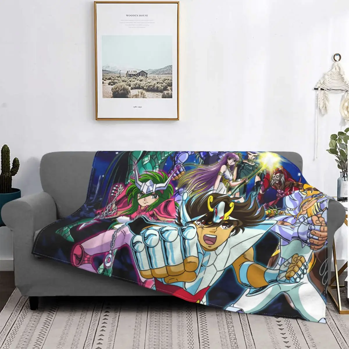 

Saint Seiya Hiruda Japanese Animation Blanket Flannel Spring Autumn Fighting Warm Throws For Winter Bedding
