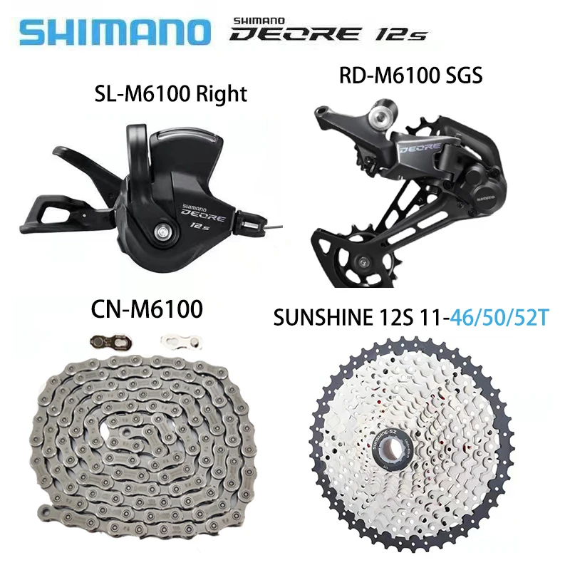 

SHIMANO DEORE M6100 1x12 Speed derailleur Groupset MTB Mountain Bike M6100 shift lever Rear Derailleur Sunshine Cassette 50T 52T