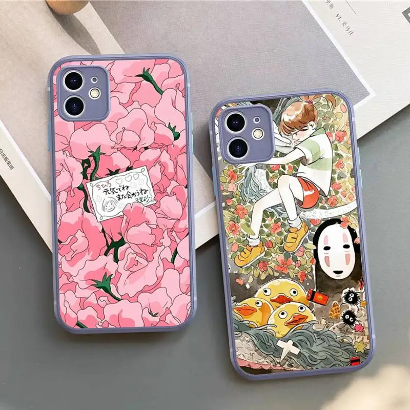

Anime Spirited Away Phone Case for iPhone 14 11 12 13 Mini Pro Max 8 7 Plus X XR XS MAX Translucent Matte Cover