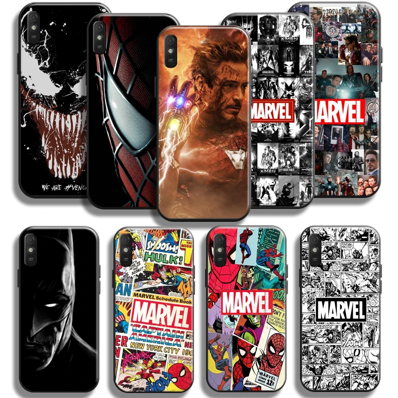 

Marvel Avengers Phone Case For Xiaomi Redmi 9A 9AT Liquid Silicon Funda Soft Black Coque Back Carcasa TPU Silicone Cover