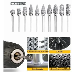 REBEFOR Kit 10 Pieces Dremel Carbide Milling Cutters For Wood Mototool