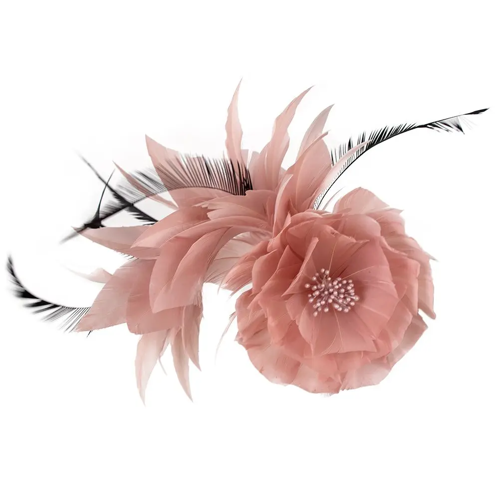 

Женская Винтажная брошь в виде цветка, с натуральными перьями