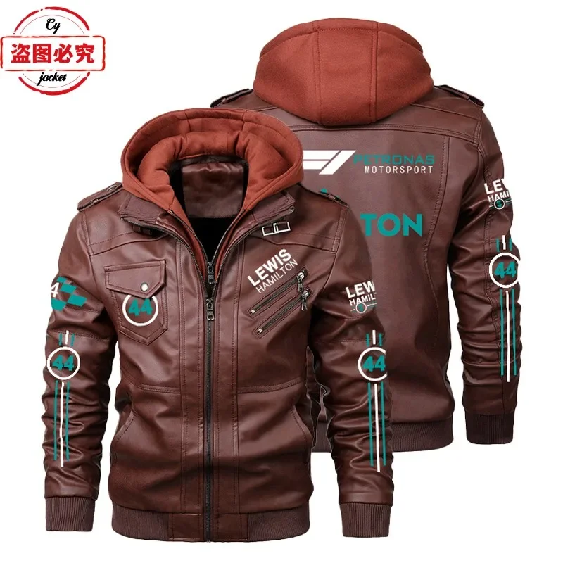 F1 водитель Льюис Хэмилтон номер 44 логотип куртка из искусственной кожи мужская с