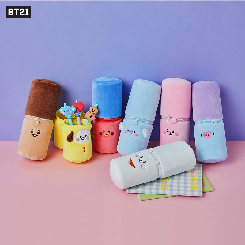 

Kawaii BT21 Anime Hobby Tata Rj Chimmy Cooky Shooky Mang Koya Cute Plush Pencil Case Student Stationery Zipper Pen Holder
