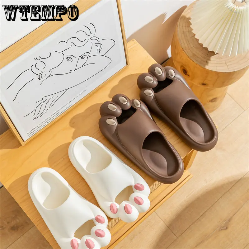 WTEMPO Women Cute Tiger Paw Flip Flop Boys Mans Spring Outdoor Slides Funny Cat Claw Soft Couples Shoes Wholesale Dropshipping