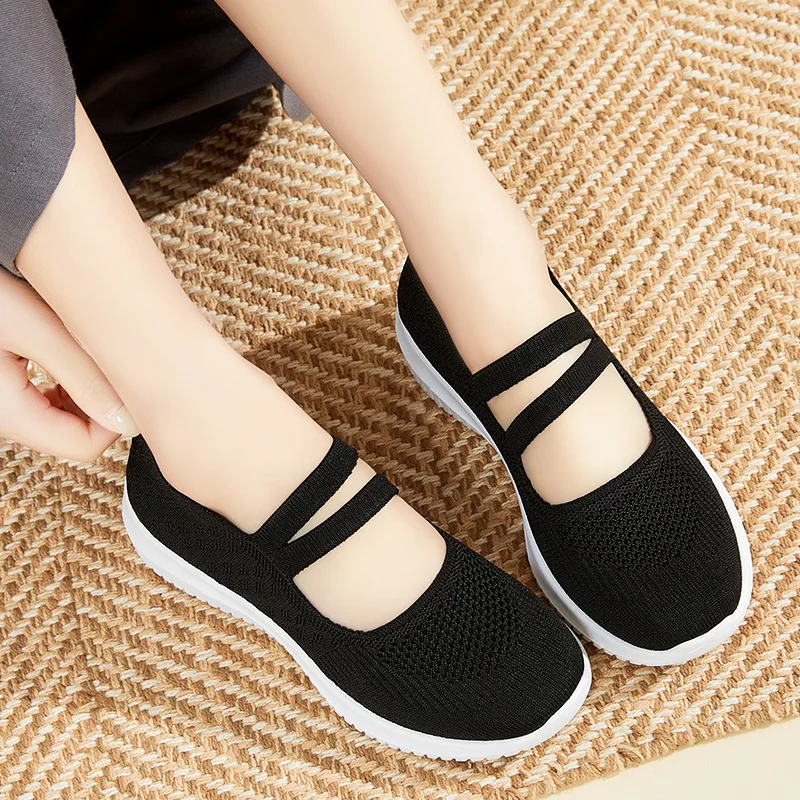 Shoes for Women 2023 Woven Mesh Breathable Women's Soft Bottom Non-slip Flat Shallow Mouth Set Foot Single Woman Loafer Shoe