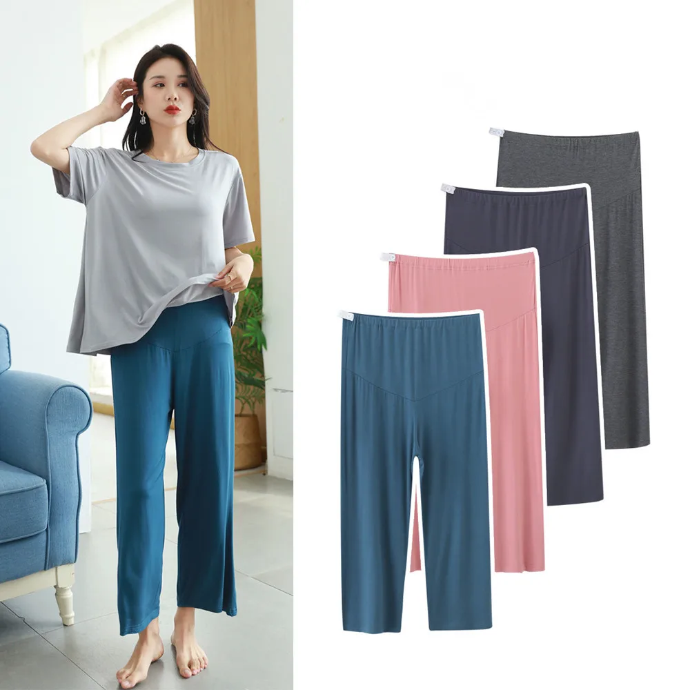 

Fdfklak Summer Thin Modal Maternity Pants Adjustable Belly Pants Clothes For Pregnant Women Casual Pregnancy Wear