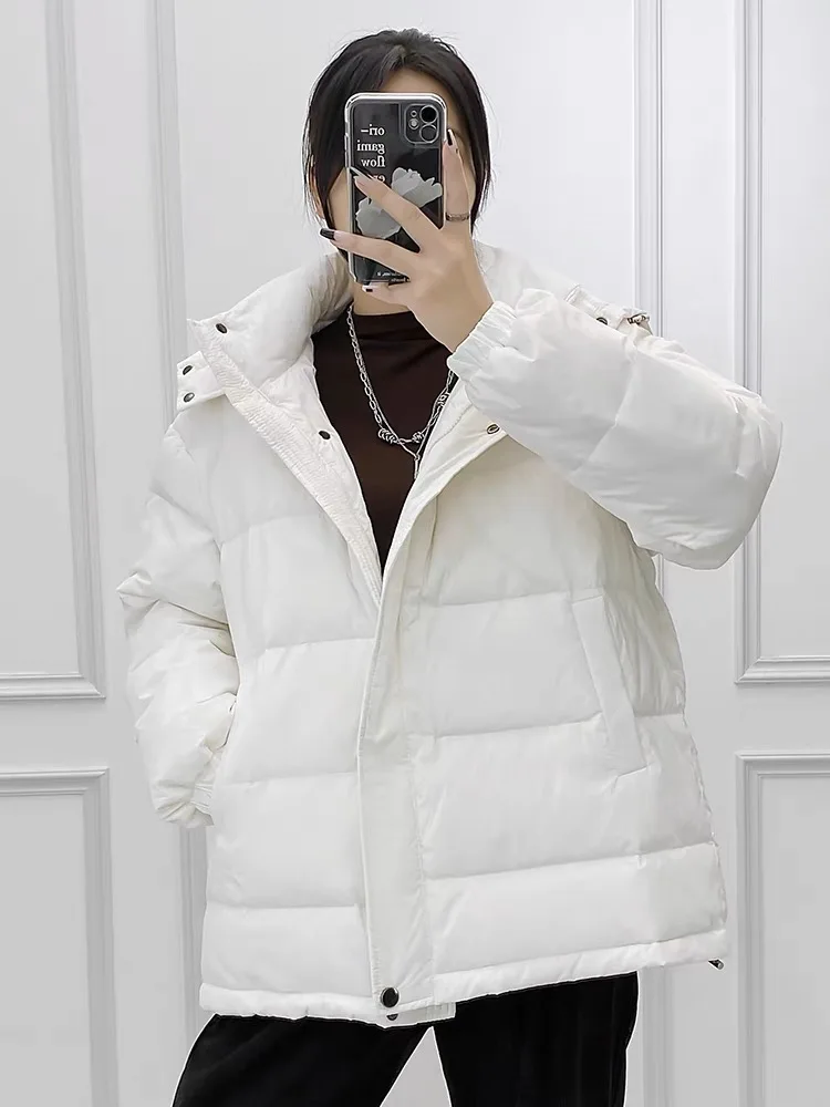 Women's Winter Jacket 2022 Fashion Coats Female Clothing Short Parkas Solid Hood Thickening Jackets Office Lady Coat Casual Tops