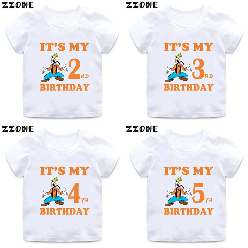 

Disney Mickey Friend Goofy Print Kids Clothes It's My 1 2 3 4 5 6 7 8 9 Years Birthday Boys Girls T shirt Cute Dog Baby T-Shirts