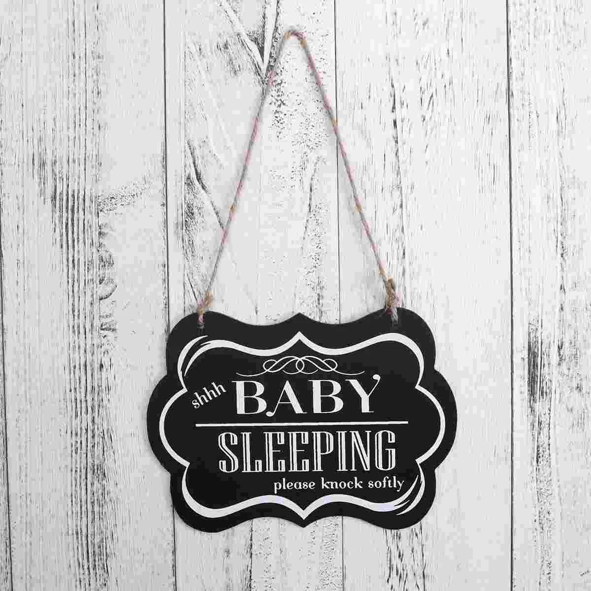 

Sign Door Baby Plaque Sleeping Wood Hanging Do Not Hanger Knock Disturb Wooden Please Softly Decorative Ring Doorbell Room
