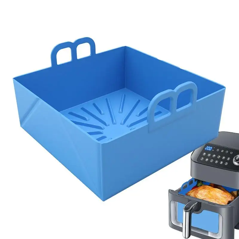

Square Air Fryer Silicone Liners Air Fryer Silicone Reusable Pot For Baking Foldable Air Fryer For Oven Microwave Accessories