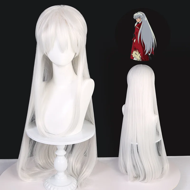 

Inuyasha Sesshoumaru Cosplay Wigs Long White Heat Resistant Synthetic Cosplay Costume Wig + Wig Cap