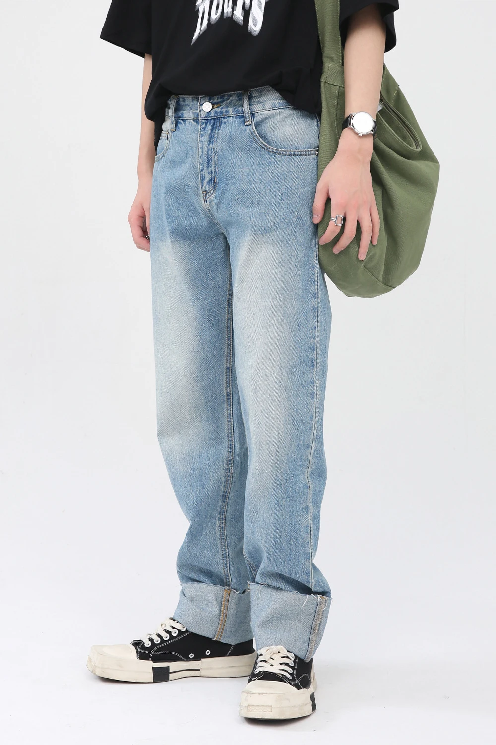 Four Seasons Men's Jeans Personalized Flange Design Mid Waist Men's Jeans Y2k Pants Fashion Streetwear Mens Designer Jeans JEANS