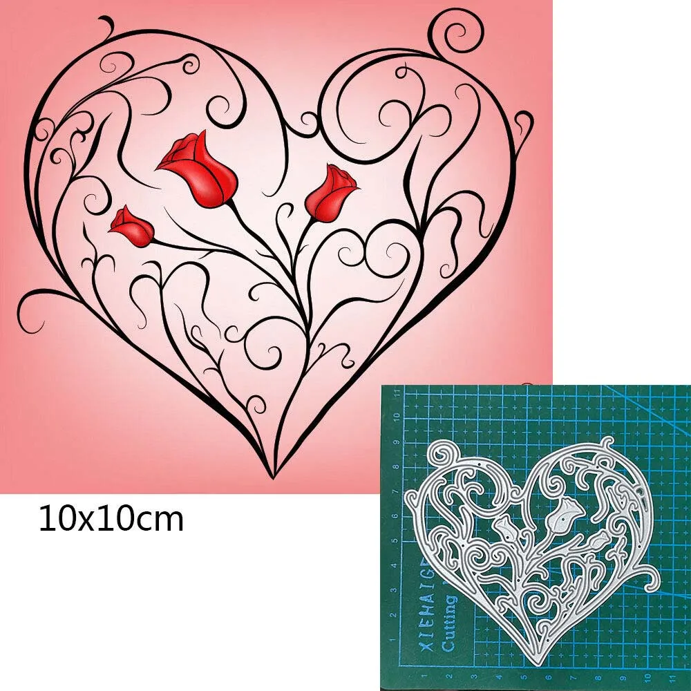 

Love heart Rose flower Metal Cutting Dies DIY Scrapbooking Cutting Dies Decor Template Dies Blade Punch Embossing Stencils