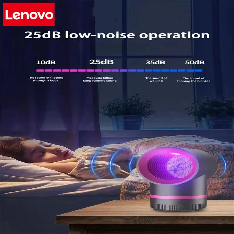 Фото Электрическая лампа-ловушка для комаров и насекомых 2-в-1 Lenovo, USB-лампа для дома, отпугиватель комаров №2