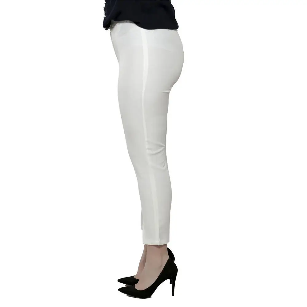 Fierte Women Plus Size Pants Rg1382 Fabric High Waist Tight Slash Trotting Zipper Closure Button Spring Autumn Casual