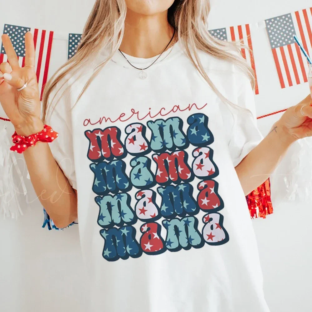 Повседневная женская футболка с коротким рукавом и принтом для американского