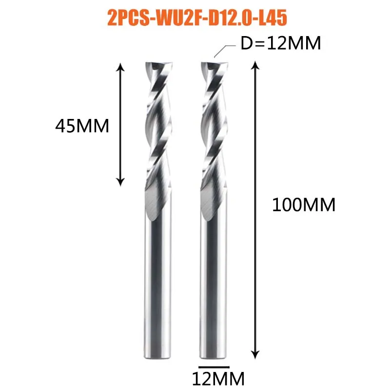 Dreanique 2 шт. 2 канавки вверх, спиральная фреза с ЧПУ, хвостовик 3,175-12 мм, твердосплавная фреза, концевая фреза для работы по дереву, фрезы