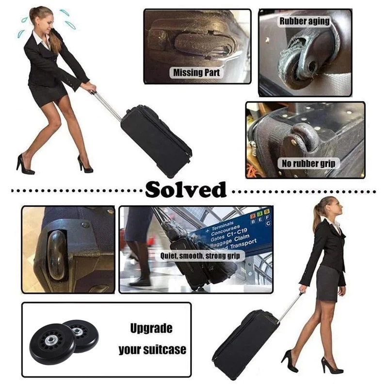 Комплект сменных колес для чемодана комплект из 2 поворотных полиуретановых