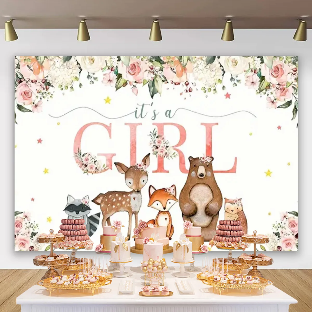 Мультяшный олень детский день рождения декорации джунгли сафари фотография для