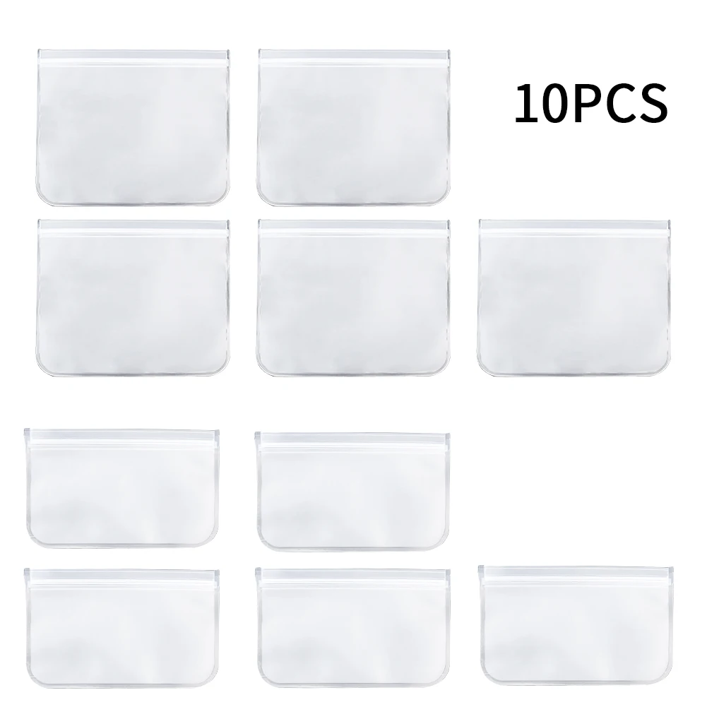

Reusable Food Storage Bag Transparent Pouch Resealable Space Saving Zip Strip Home Kitchen Sealing Leakproof Fresh Keeping EVA