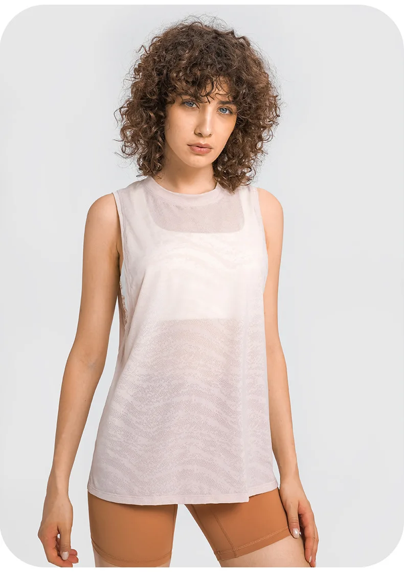 2022 Lulu Women Loose Tank Running Workouts Clothes Jacquard Breathable Tank Tops Blouse Gym Tank Sports Vest