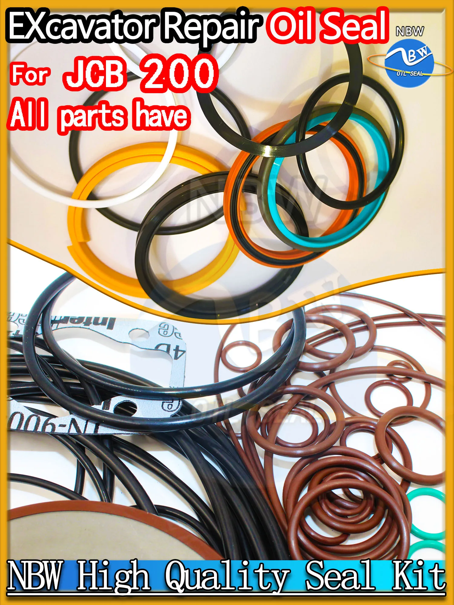 

For JCB 200 Excavator Oil Seal Kit High Quality Repair Pilot Valve Blade TRAVEL Joystick Engine O-ring Cylinder BOOM ARM Bucket