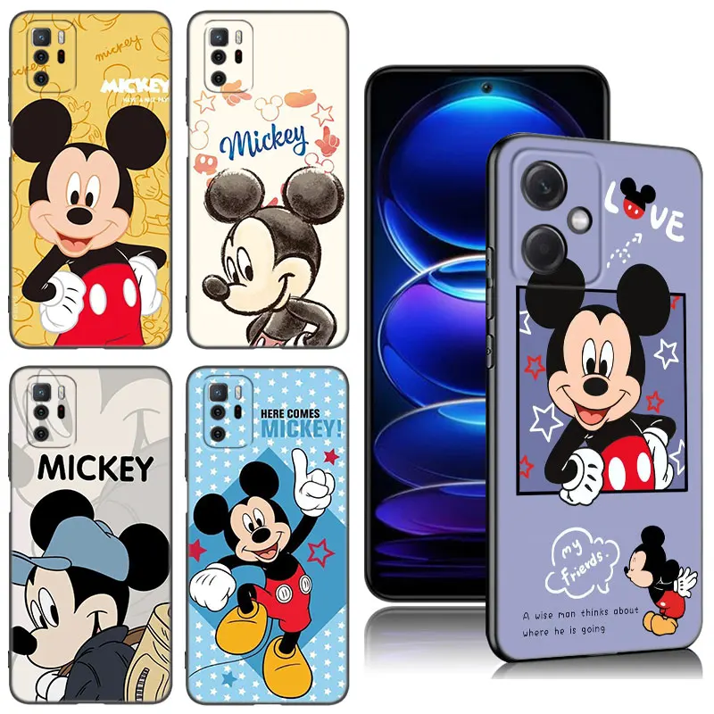 Черный силиконовый чехол для телефона с Микки Маусом Xiaomi Redmi Note 10 11 11S 12 13 Pro 4G Plus 10S
