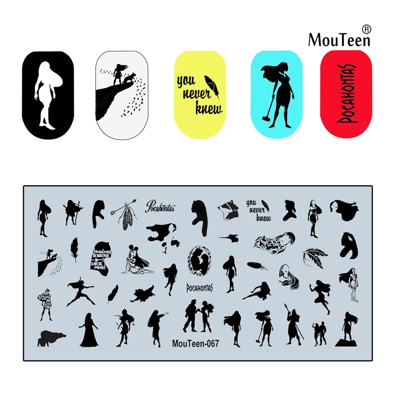 Штамп для ногтей Disney Покахонтас мультяшная пленка штамповочная пластина