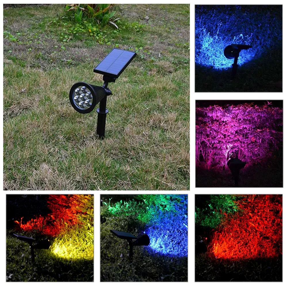 

7 LED Solar Power Garden Lamp Colorful Spotlight Adjustable Outdoor Waterproof Lawn Landscape Street Lights Wall Spot Lamp