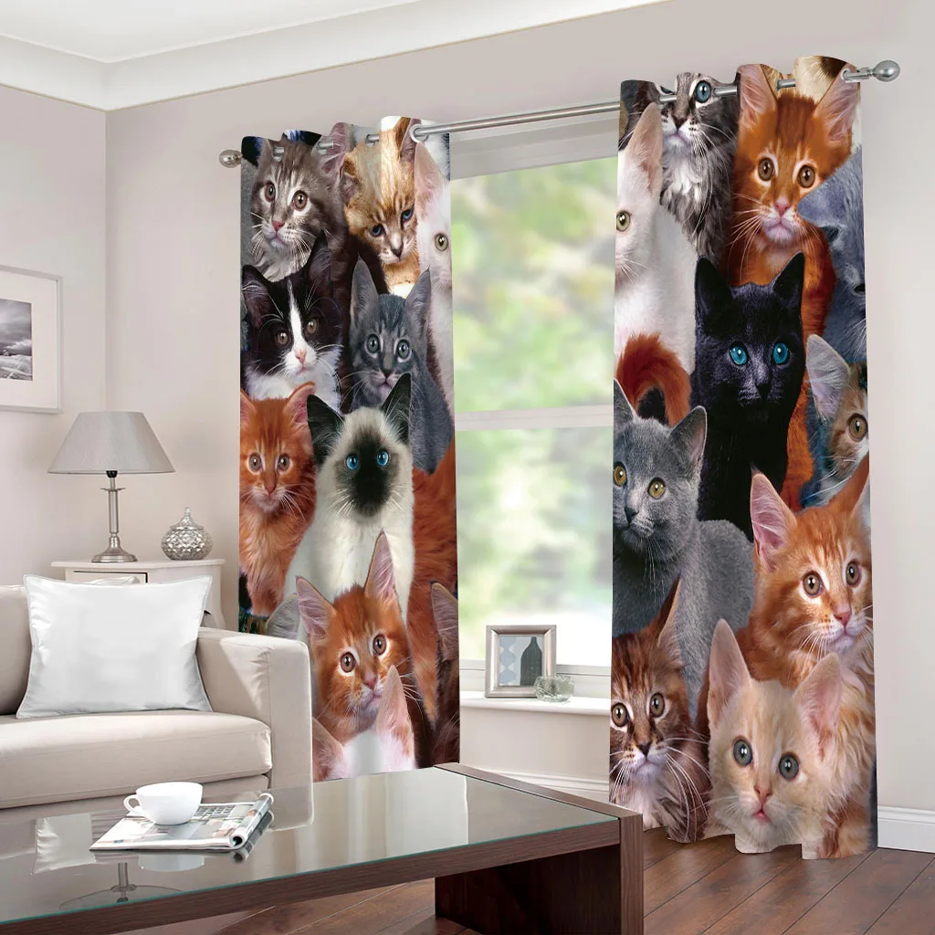 Роскошная занавеска для гостиной по индивидуальному заказу с изображением кота