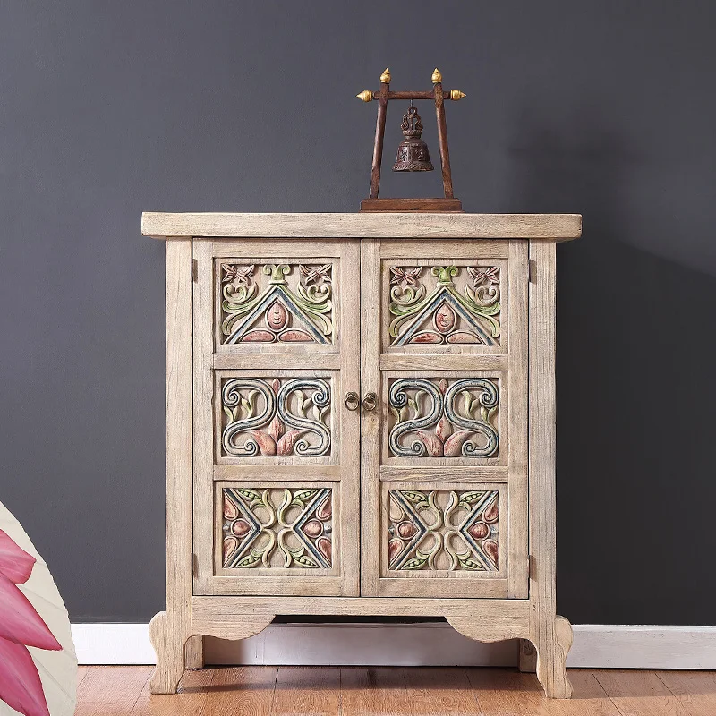 

Wood Carved Home Entrance Cabinet In Chinese Antique Style Living Room Dining Room Wall Locker Storage Furniture