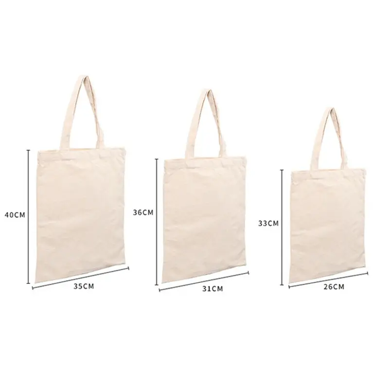 1PC Creamy White Canvas Shopping Bags Shoulder Bag Tote Shopper Bag DIY Painting Natural Cotton Plain For Women Eco Reusable images - 6