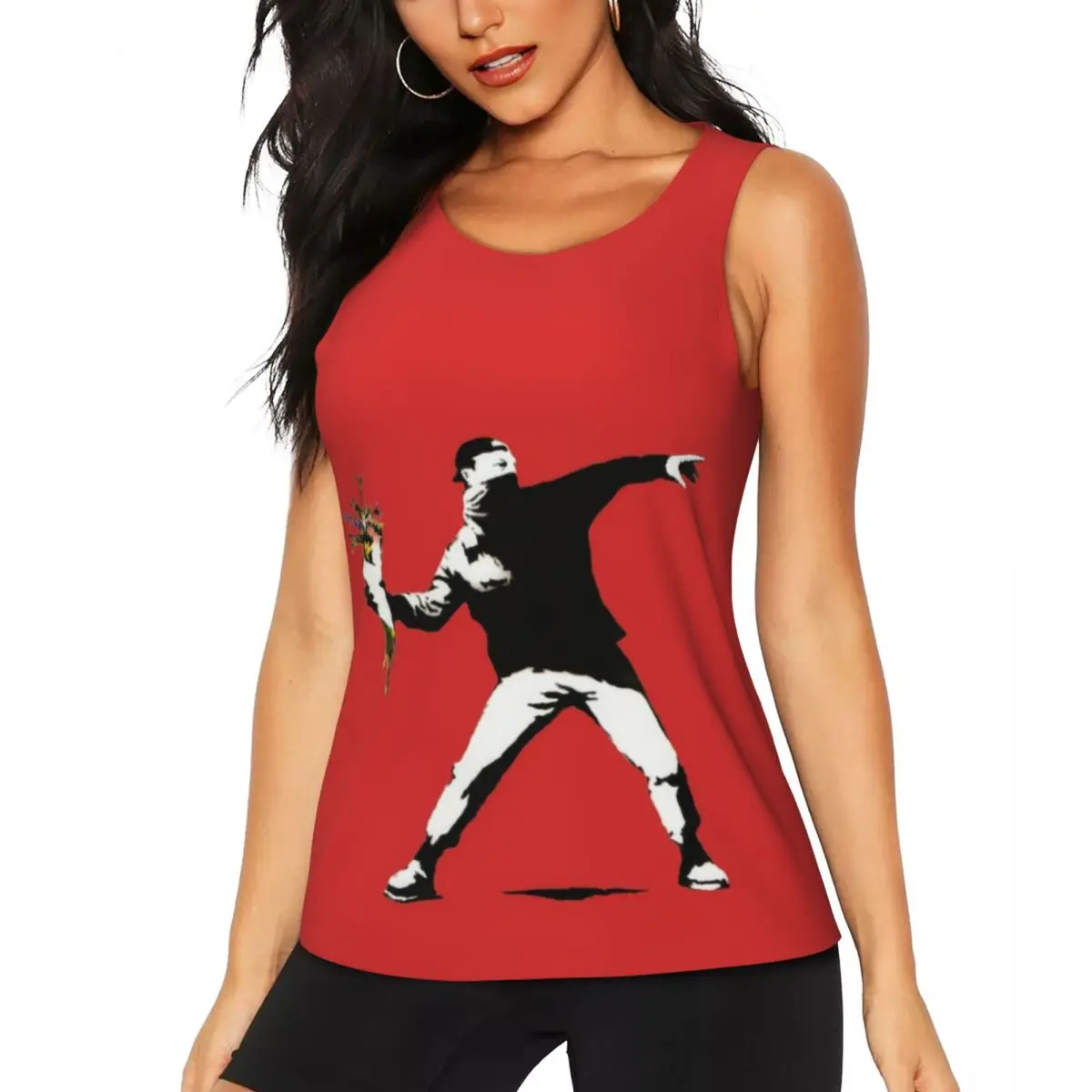 Пользовательский Banksy Love Is In The Air Flower Thrower тренировочные майки женские