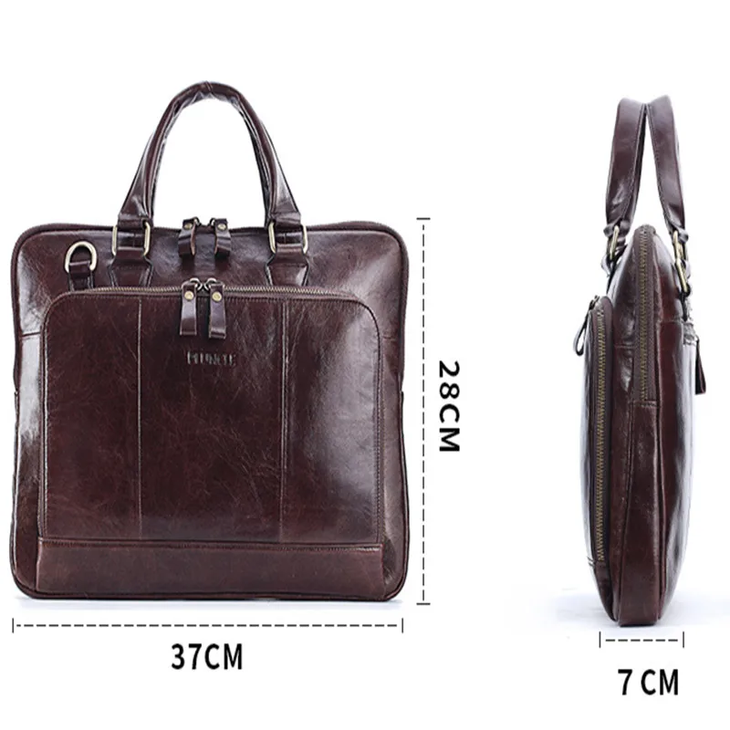 Luxury Genuine Leather Men Briefcase Business HandBag Retro Crossbody Shoulder Bag Large Capacity Laptop Bag For Male